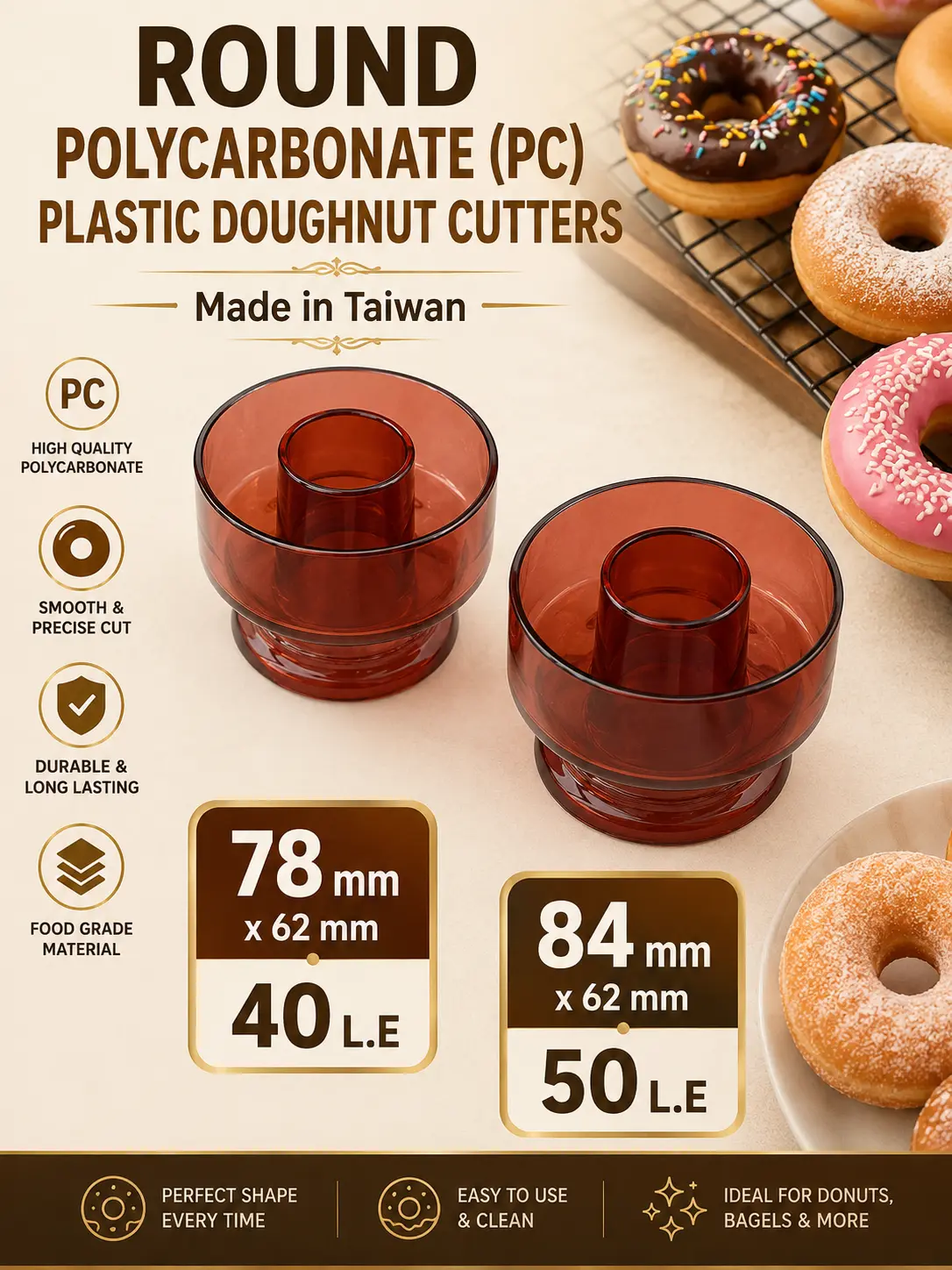 Round polycarbonate pastry cups